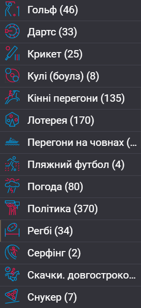 escolha de esportes na página principal da casa de apostas